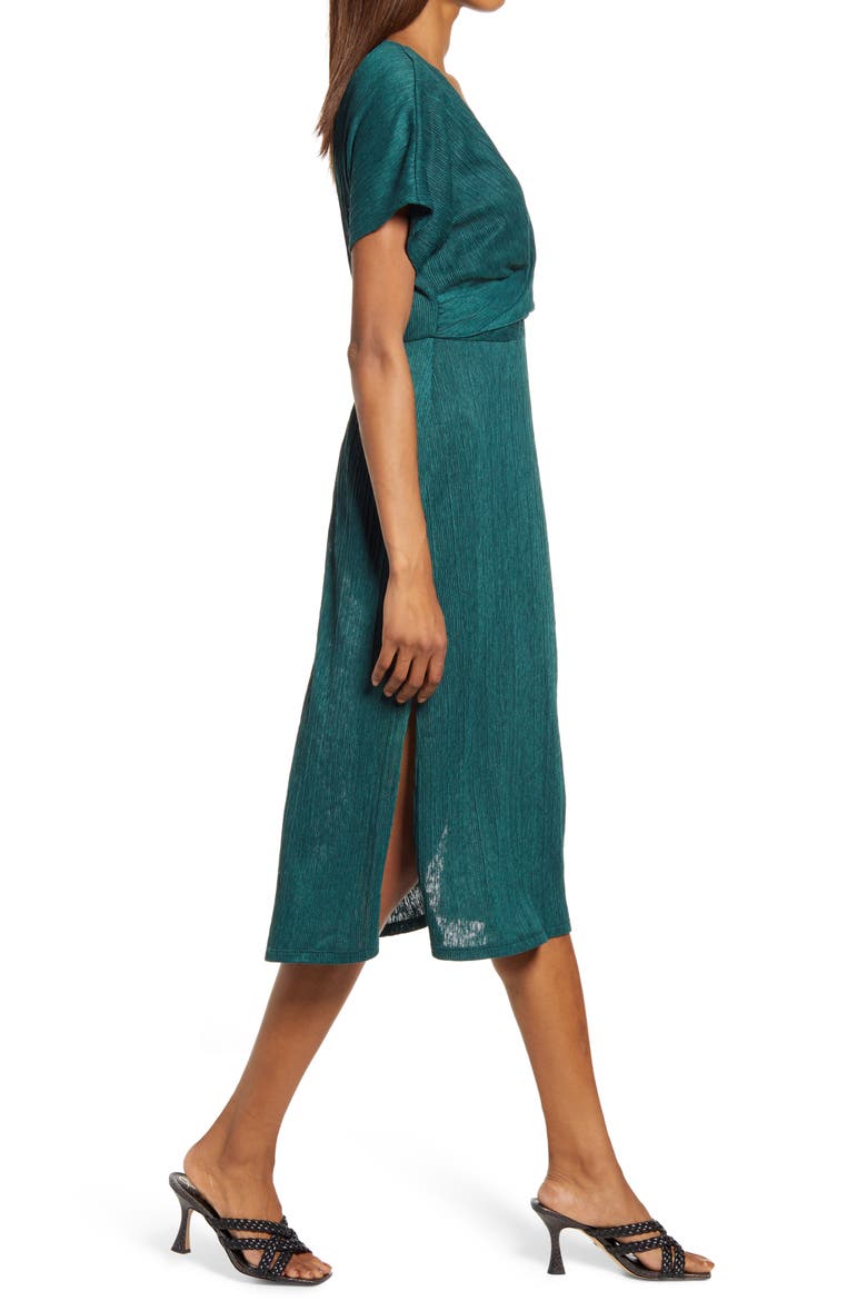 Phoebe V-Neck Midi Dress, Alternate, color, DARK GREEN