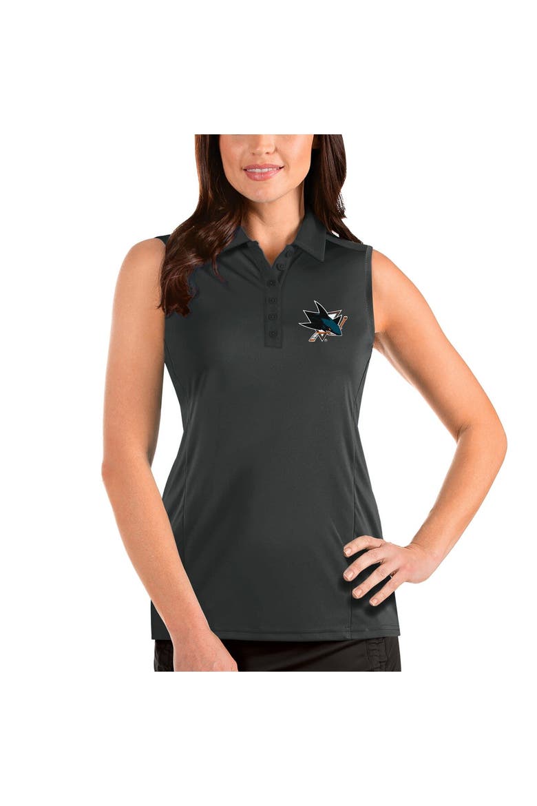 Women's Antigua Gray San Jose Sharks Tribute Sleeveless Polo, Main, color, Gray