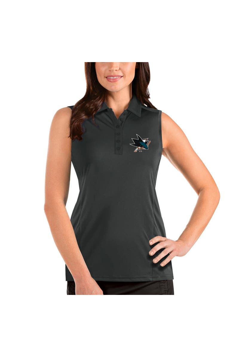 ANTIGUA Women's Antigua Gray San Jose Sharks Tribute Sleeveless Polo, Main, color, Gray