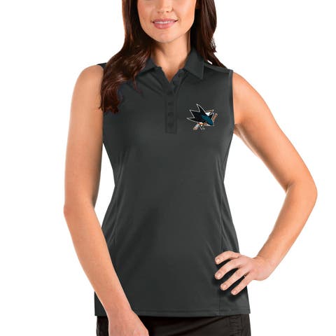 Women's Antigua Gray San Jose Sharks Tribute Sleeveless Polo