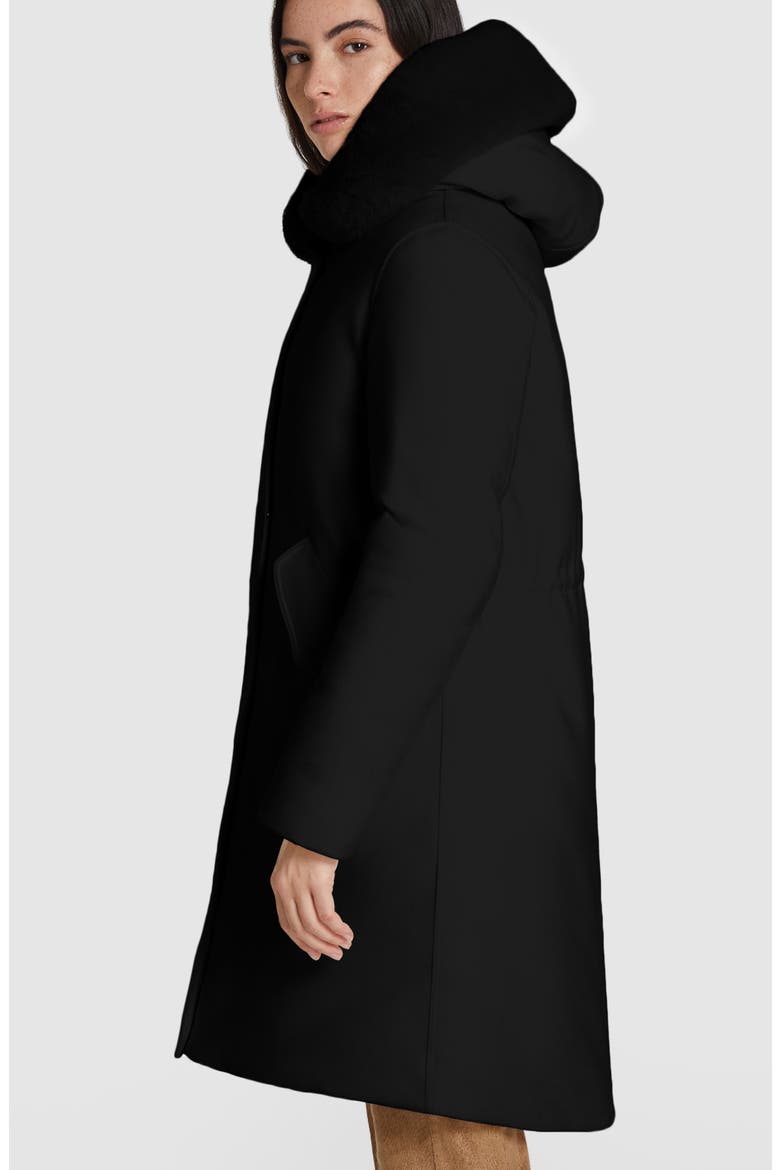 Carnation Genuine Fox Fur Trim Down Wool Parka, Alternate, color, BLACK