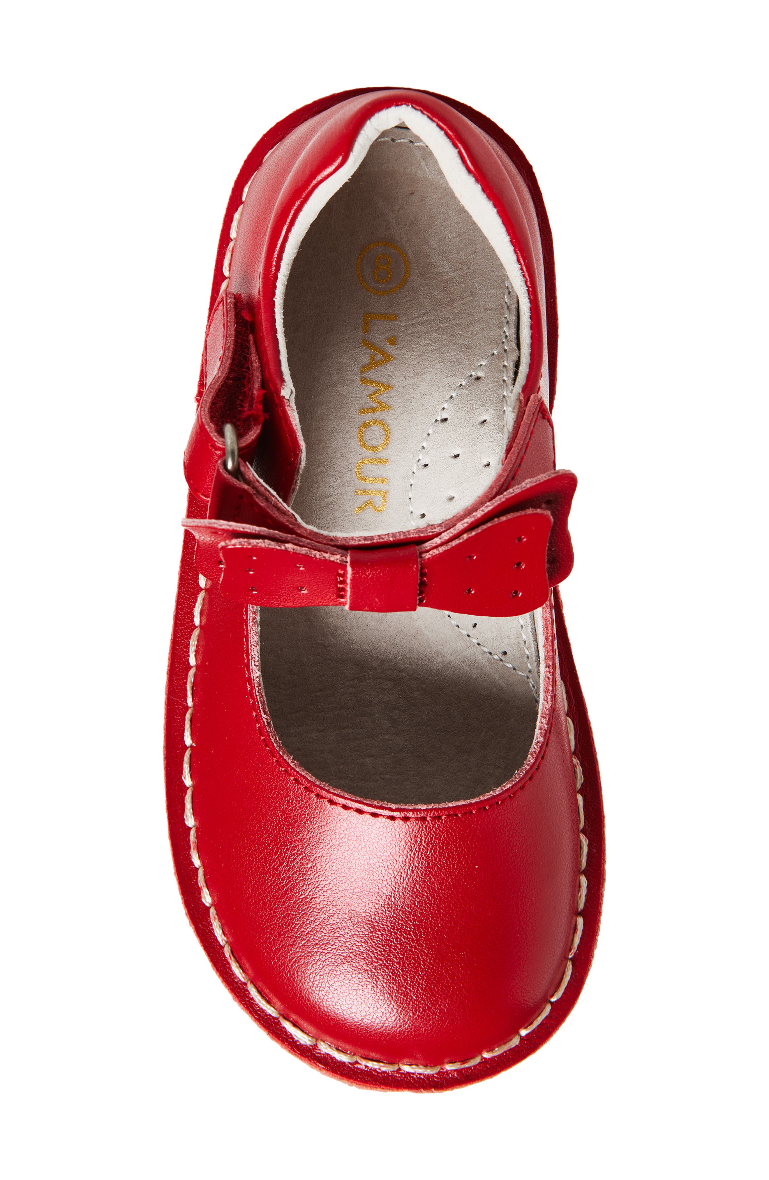 Iris Bow Mary Jane Flat, Alternate, color, RED