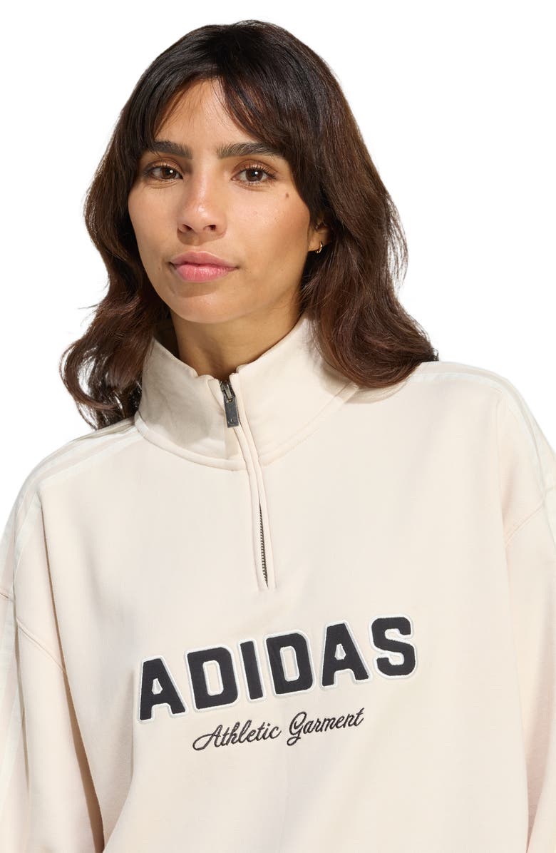 adidas Originals Athletic Department Quarter Zip Sweatshirt, Alternate, color, Wonder White