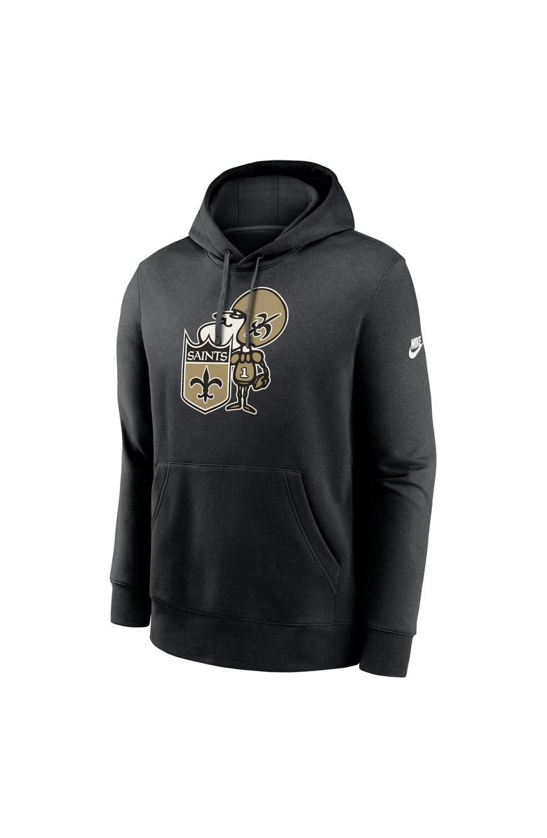 Nike Men's Nike Black New Orleans Saints Rewind Club Logo Pullover Hoodie, Alternate, color, Black