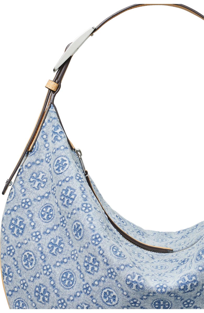 Tory Burch T Monogram Denim Balloon Bag, Alternate, color, Powder Blue