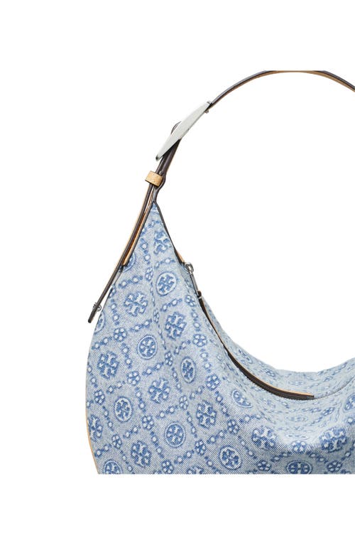 Tory Burch T Monogram Denim Balloon Bag In Blue