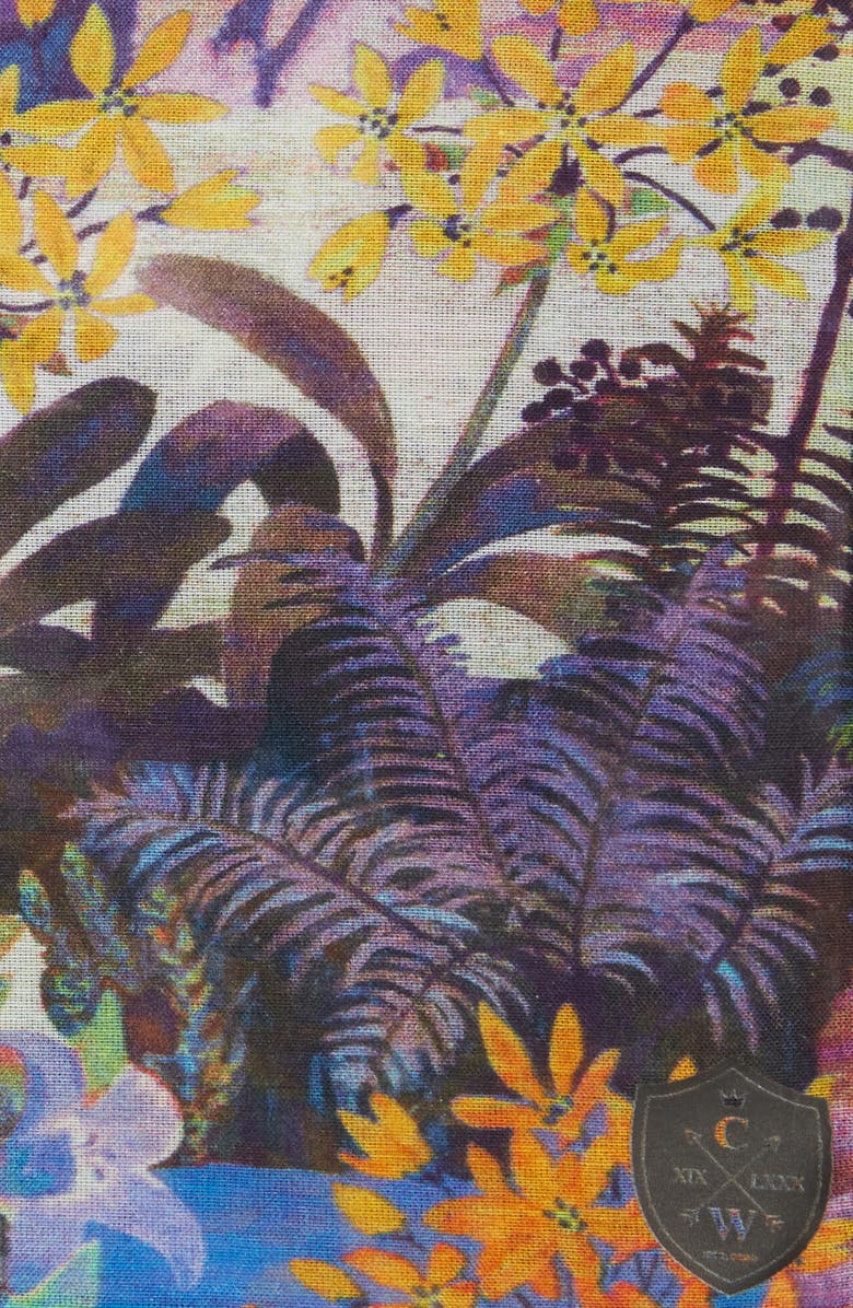 CLIFTON WILSON Purple Floral Cotton Pocket Square, Alternate, color,