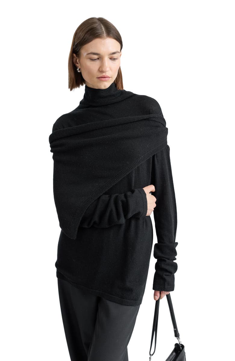 Almina Concept Funnel Wool/Cash Turtleneck, Alternate, color, Black