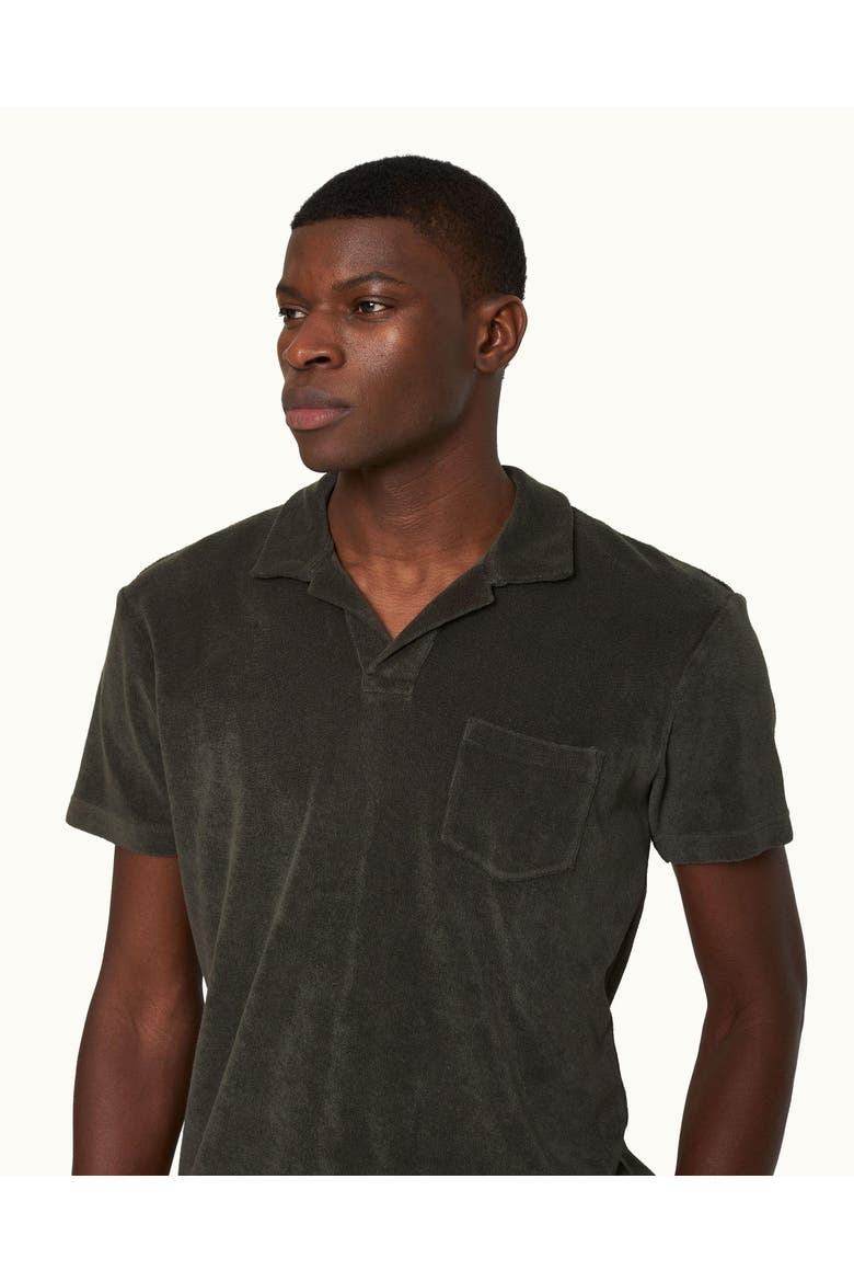 Terry Towelling Tailored Fit Towelling Polo Shirt, Alternate, color, Smoked Tea