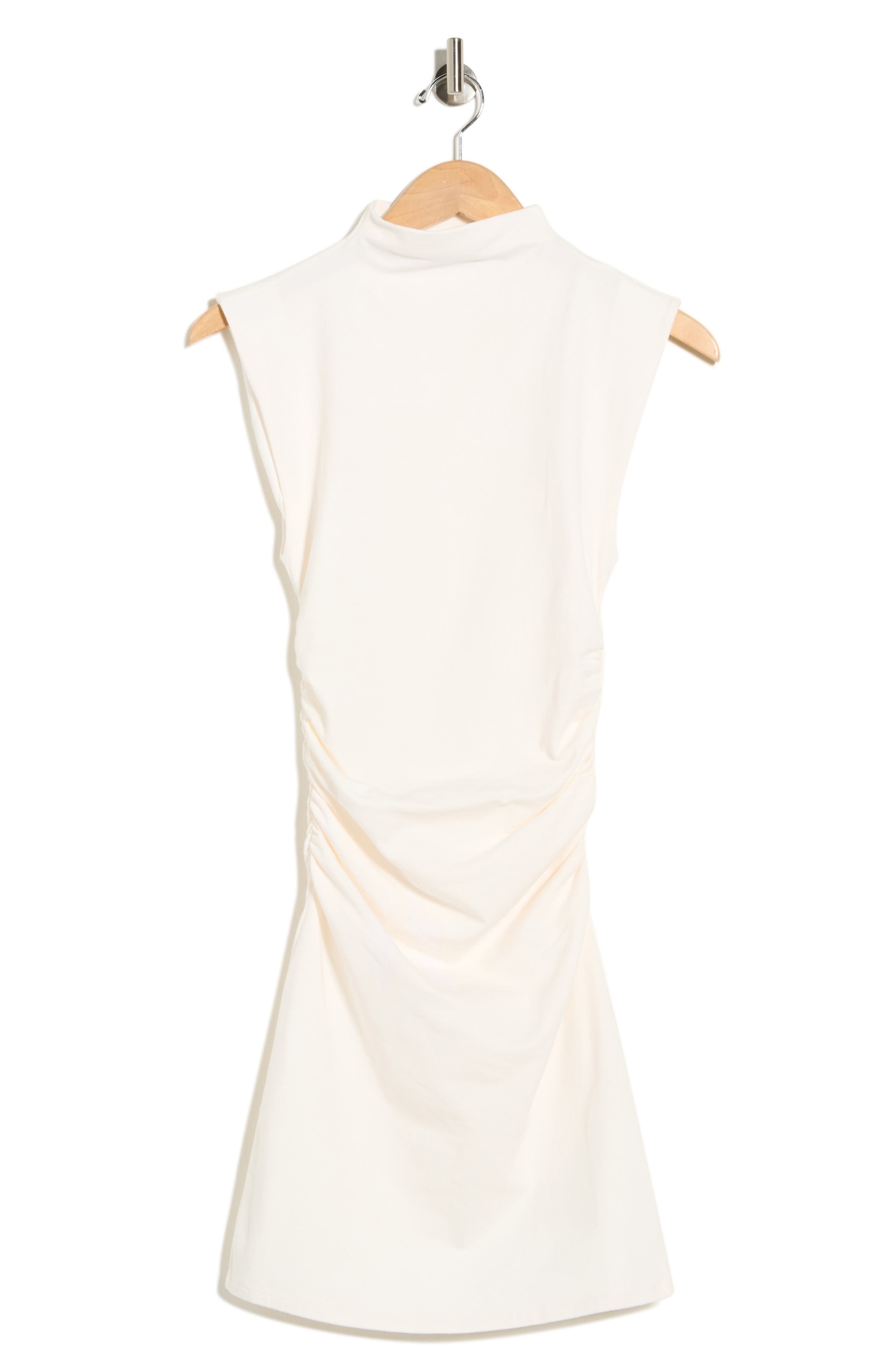 Good American Ruched Funnel Neck Jersey Minidress