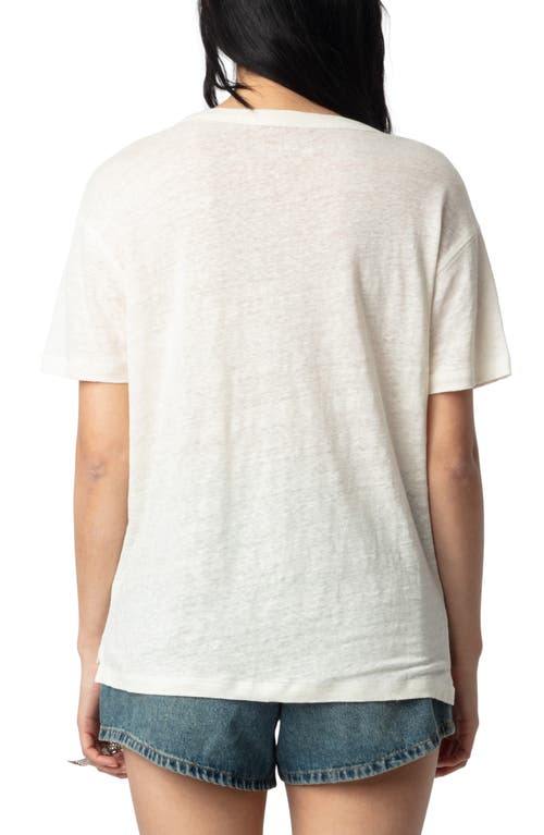 Zadig & Voltaire Womens Ecru Crystal-embellished Short-sleeved Linen T-shirt In Ecru