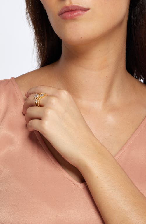 Shop Nordstrom Triple Emerald Cut Cubic Zirconia Ring In Clear- Gold