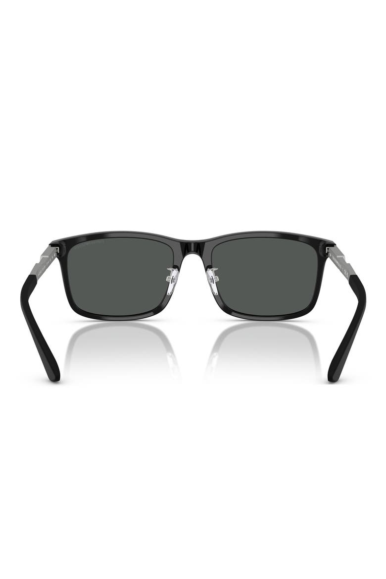 57mm Square Sunglasses, Alternate, color, SHINY BLACK / DARK GREY