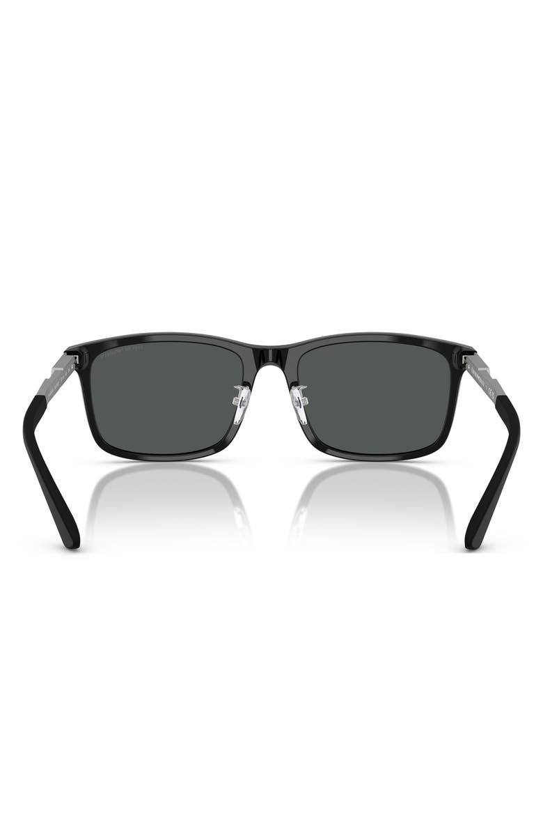 Emporio Armani 57mm Square Sunglasses, Alternate, color, Shiny Black / Dark Grey