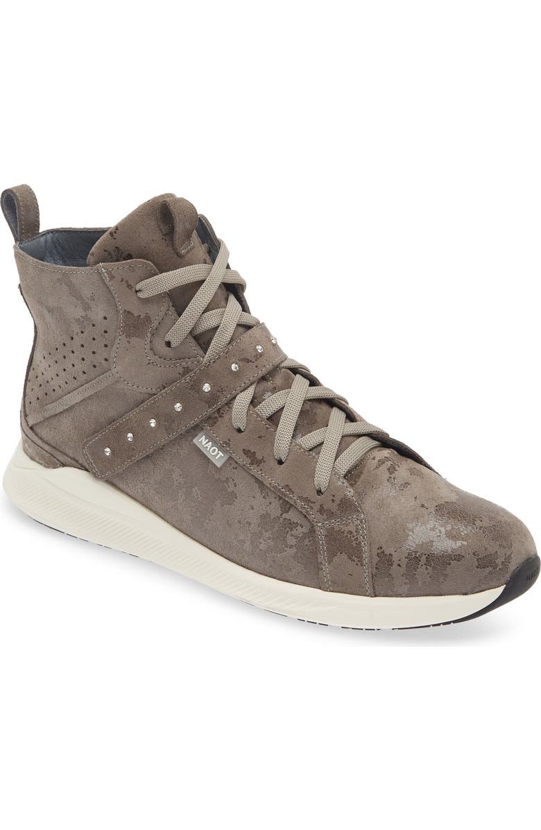 Naot Oxygen Crystal Strap High Top Sneaker, Main, color, Grey Marble Suede