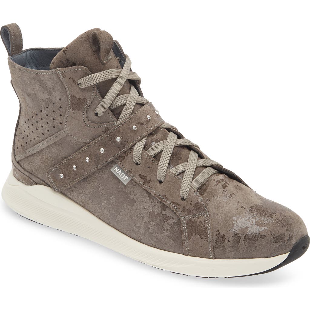 Naot Oxygen Crystal Strap High Top Sneaker In Grey Marble Suede