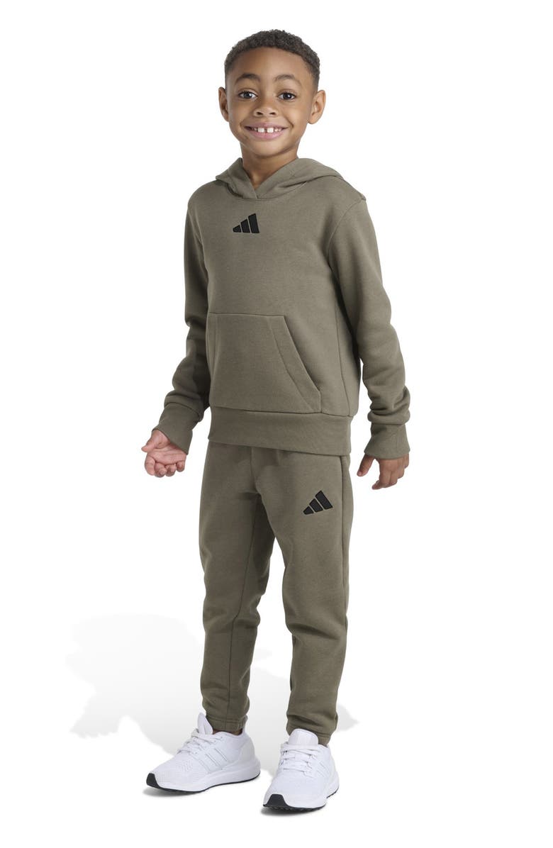 adidas Kids' Fleece Hoodie & Sweatpants Set, Alternate, color, Olive