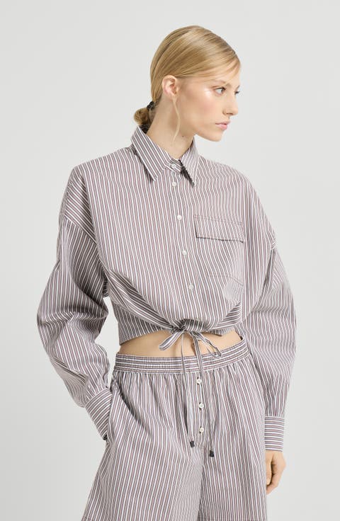 Striped poplin shirt