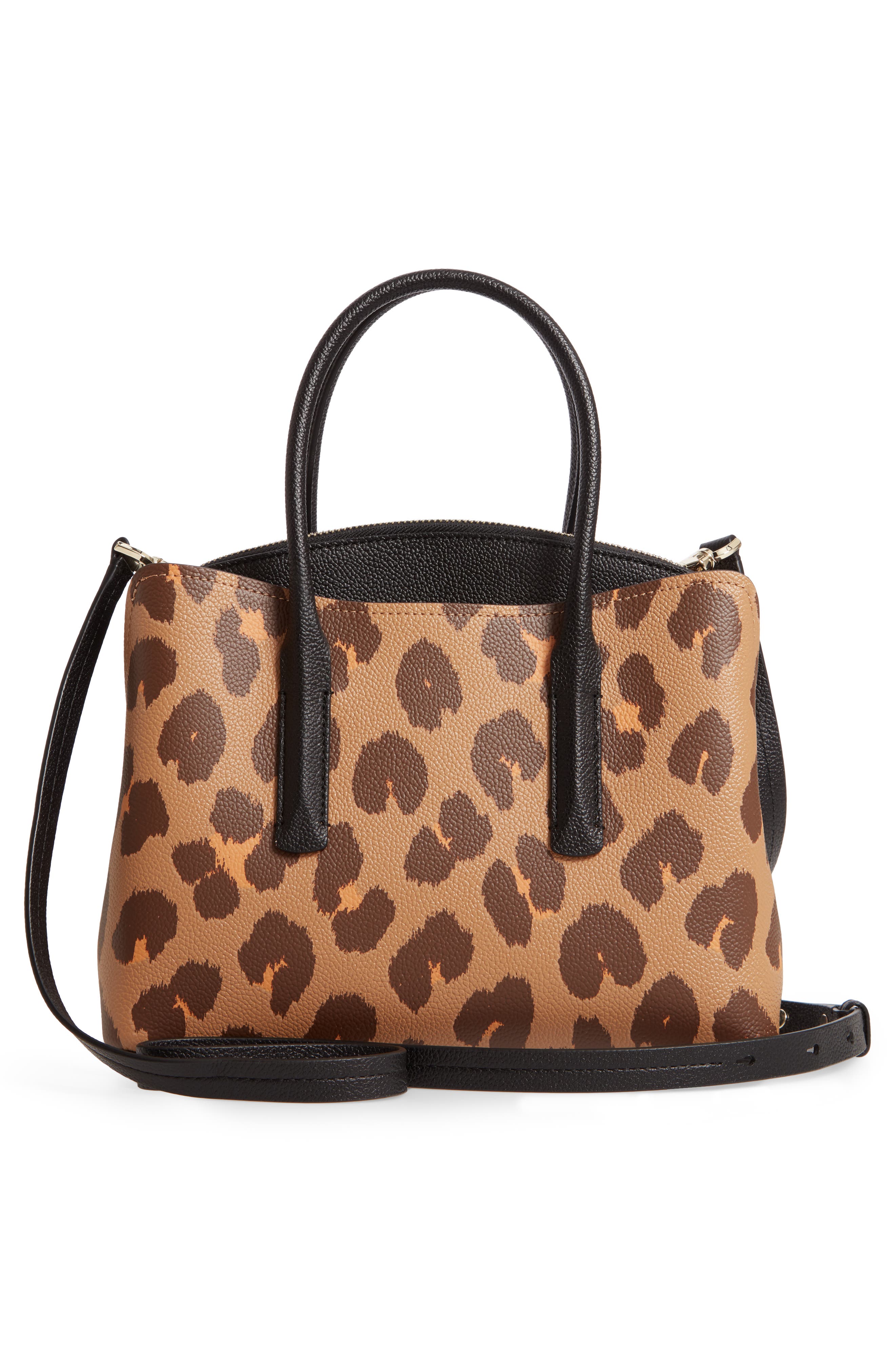 Kate Spade New York medium margaux leopard print leather satchel, Alternate, color, 
