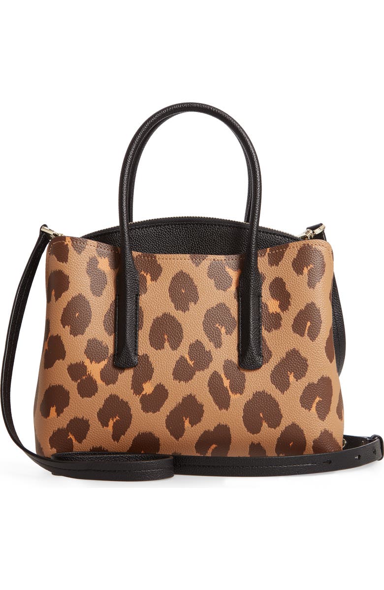 Kate Spade New York medium margaux leopard print leather satchel, Alternate, color,