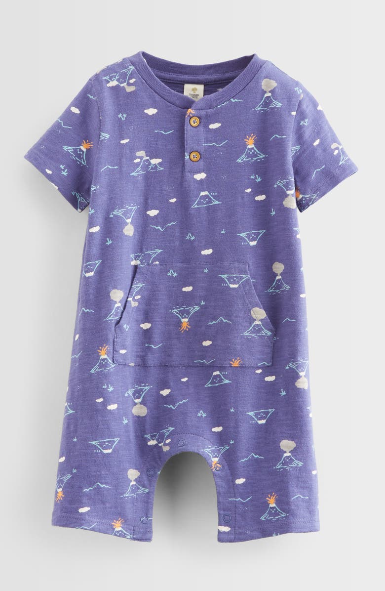 Tucker + Tate Henley Pocket Romper, Main, color, Navy Skipper Volcanoes