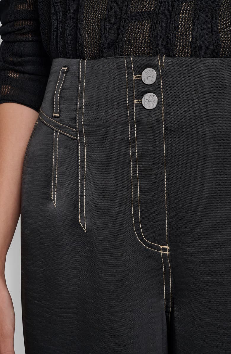 DKNY Topstitch Straight Leg Pants, Alternate, color, Black