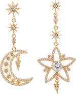 EYE CANDY LOS ANGELES Elara Crescent Moon & Star Mismatched Drop Earrings