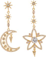 EYE CANDY LOS ANGELES Elara Crescent Moon & Star Mismatched Drop Earrings
