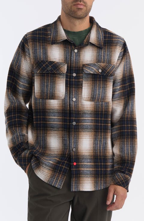 Heavyweight Flannel Plaid Long Sleeve Cotton Button-Up Shirt