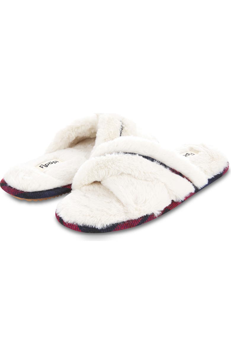 FLOOPI Morgan Faux Fur Crossband Slipper, Alternate, color, Beige