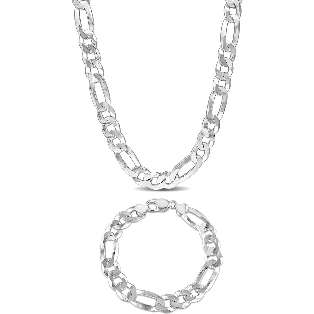 Delmar Figaro Chain Necklace & Bracelet Set In White