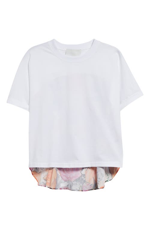 3.1 Phillip Lim Floral High Low Cotton T-shirt In White Multi