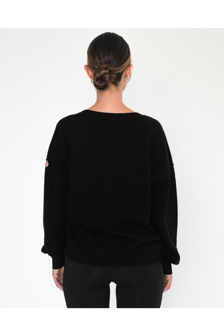 Nora V-Neck Cashmere Sweater, Alternate, color, Black