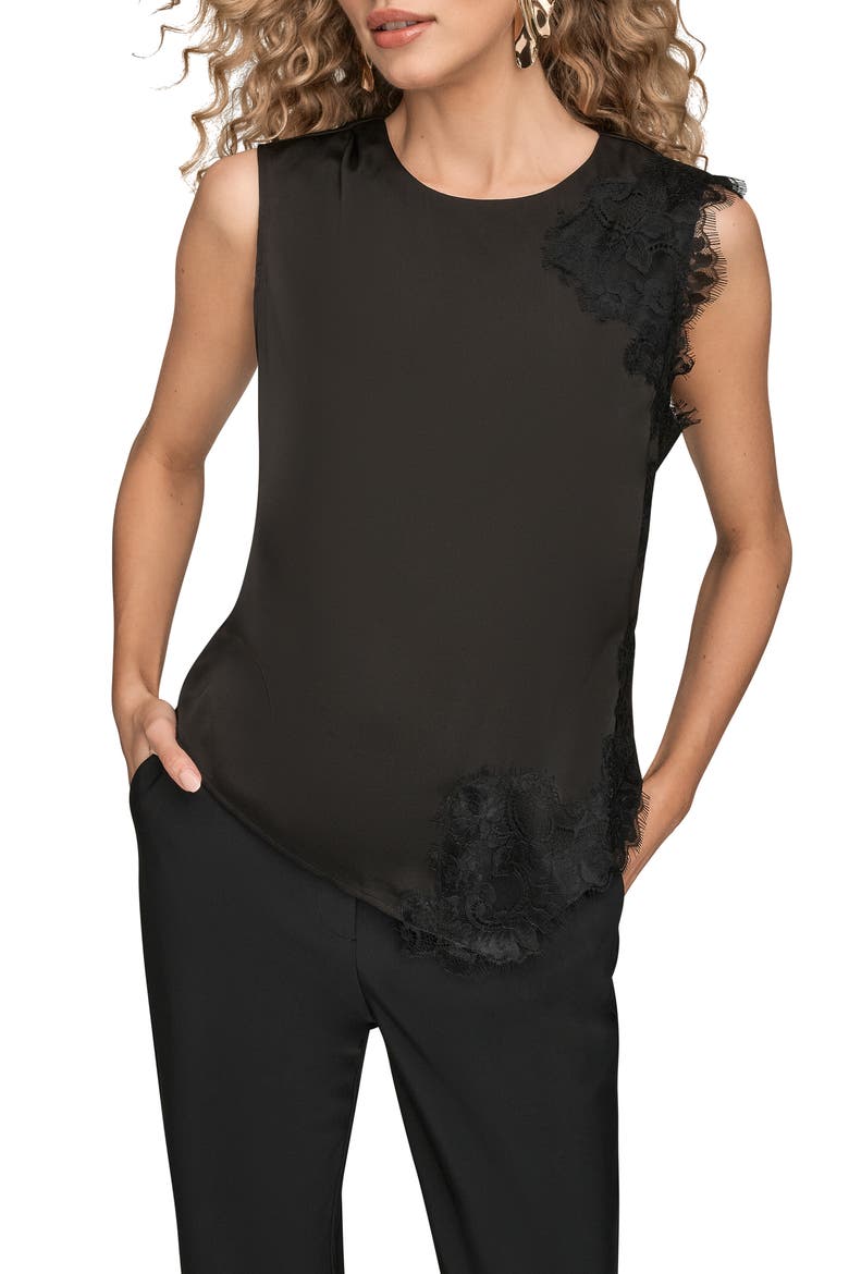 Lace Detail Tank, Main, color, BLACK