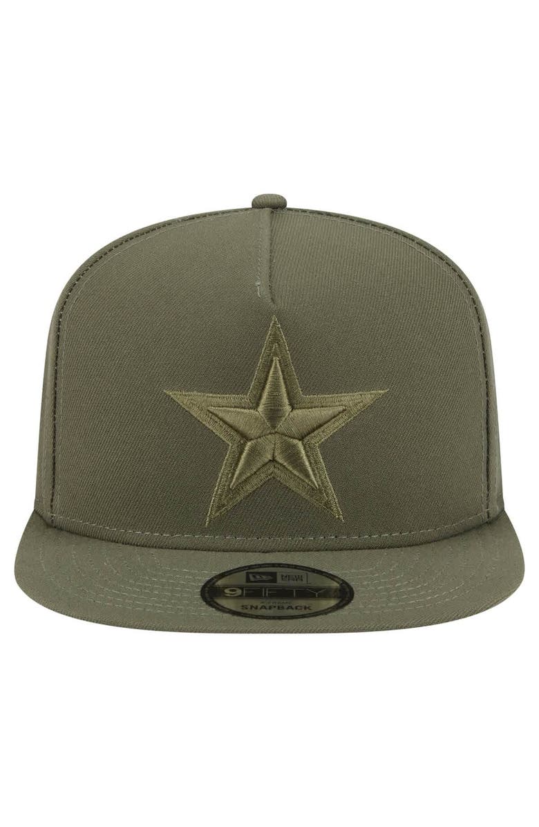 New Era Men
s New Era  Olive Dallas Cowboys Color Pack A-Frame 9FIFTY Snapback Hat, Alternate, color, 