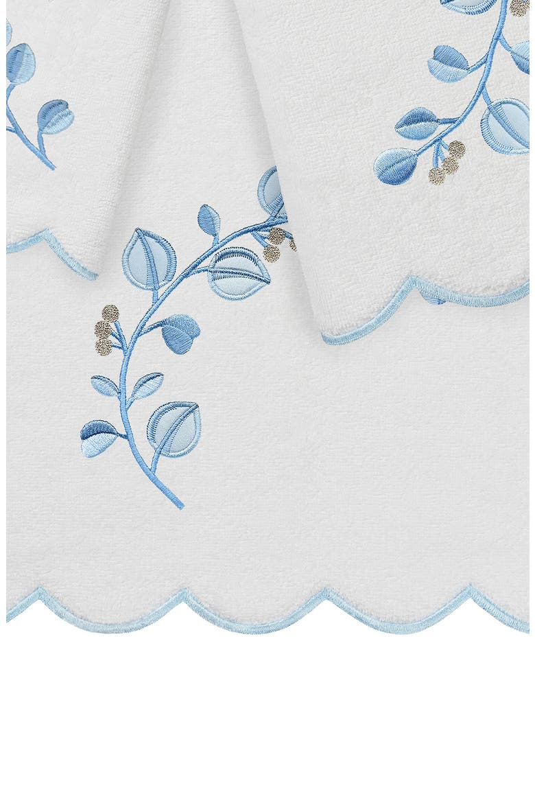Wild Branch Scallop 3-Piece Towel Set, Alternate, color, WHITE/ BLUE