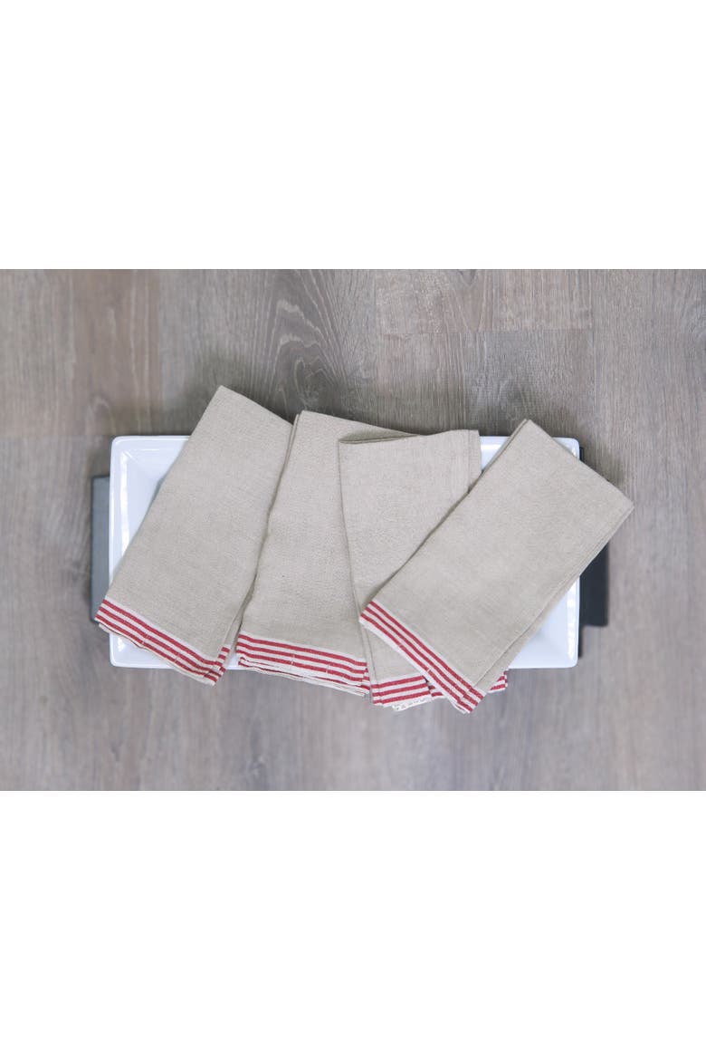 Alsace Napkins - Set of 4, Alternate, color, Natural, Red 20" x 20"