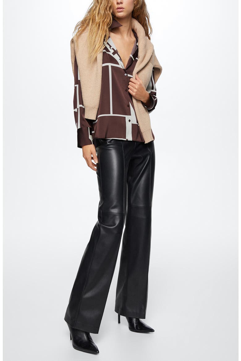 Print Satin Shirt, Alternate, color, BROWN