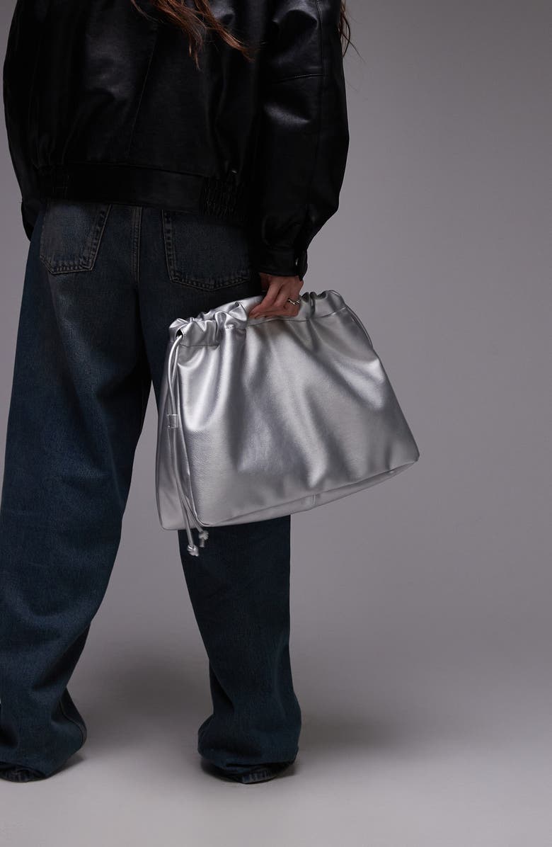 Topshop Gabi Oversized Faux Leather Clutch Bag, Main, color,