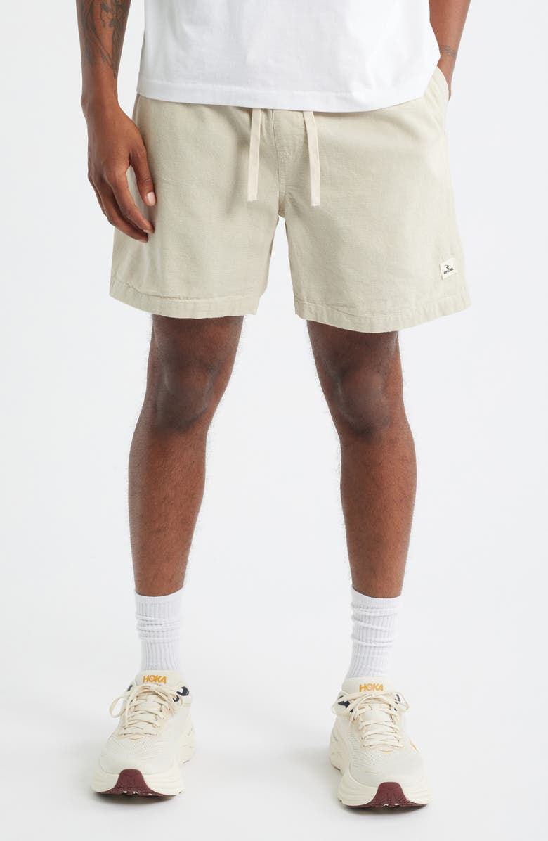 Rip Curl Rico Volley Linen & Cotton Drawstring Shorts, Main, color, Khaki