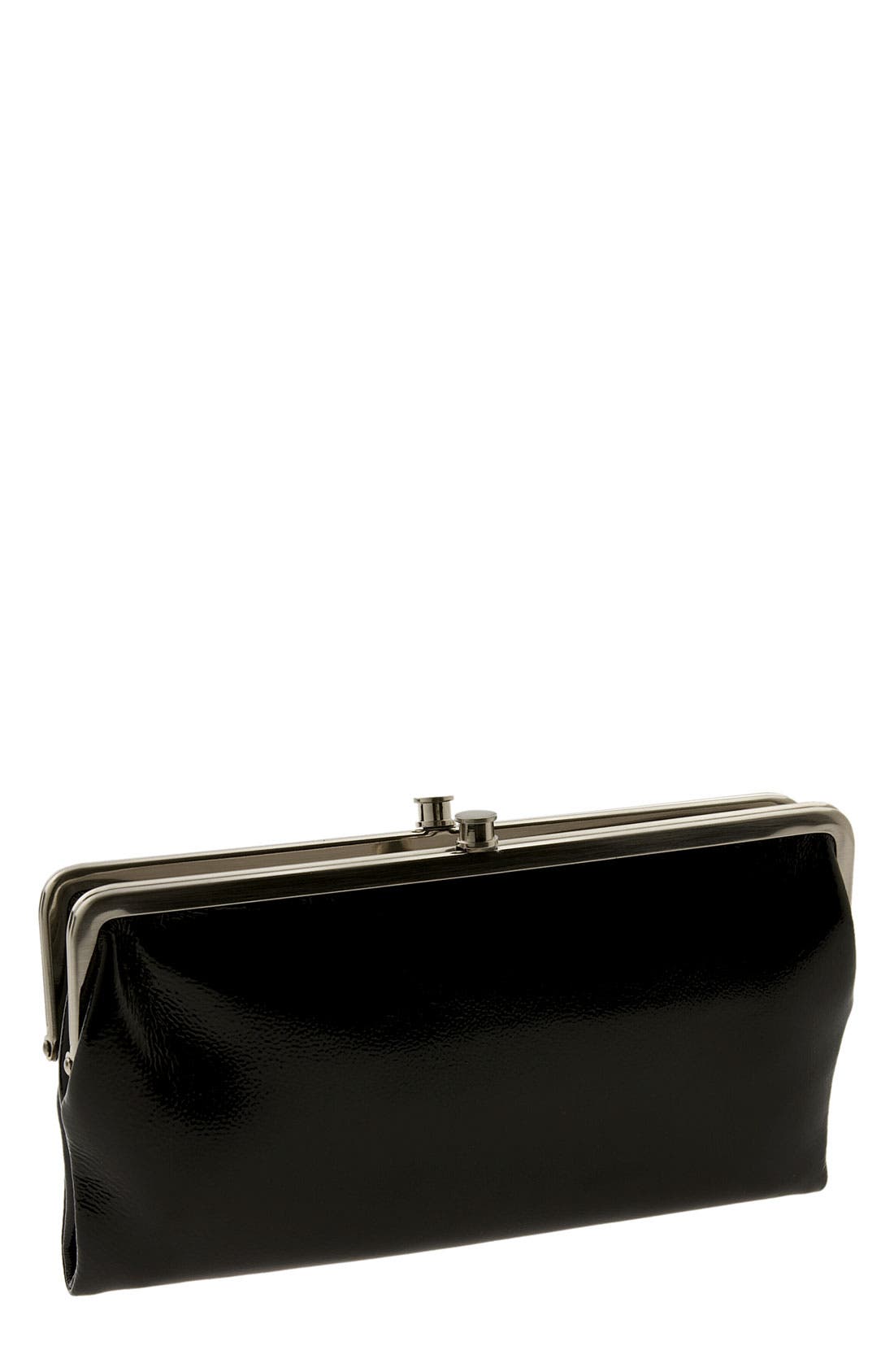'Belinda' Double Frame Patent Clutch, Main, color, BLACK