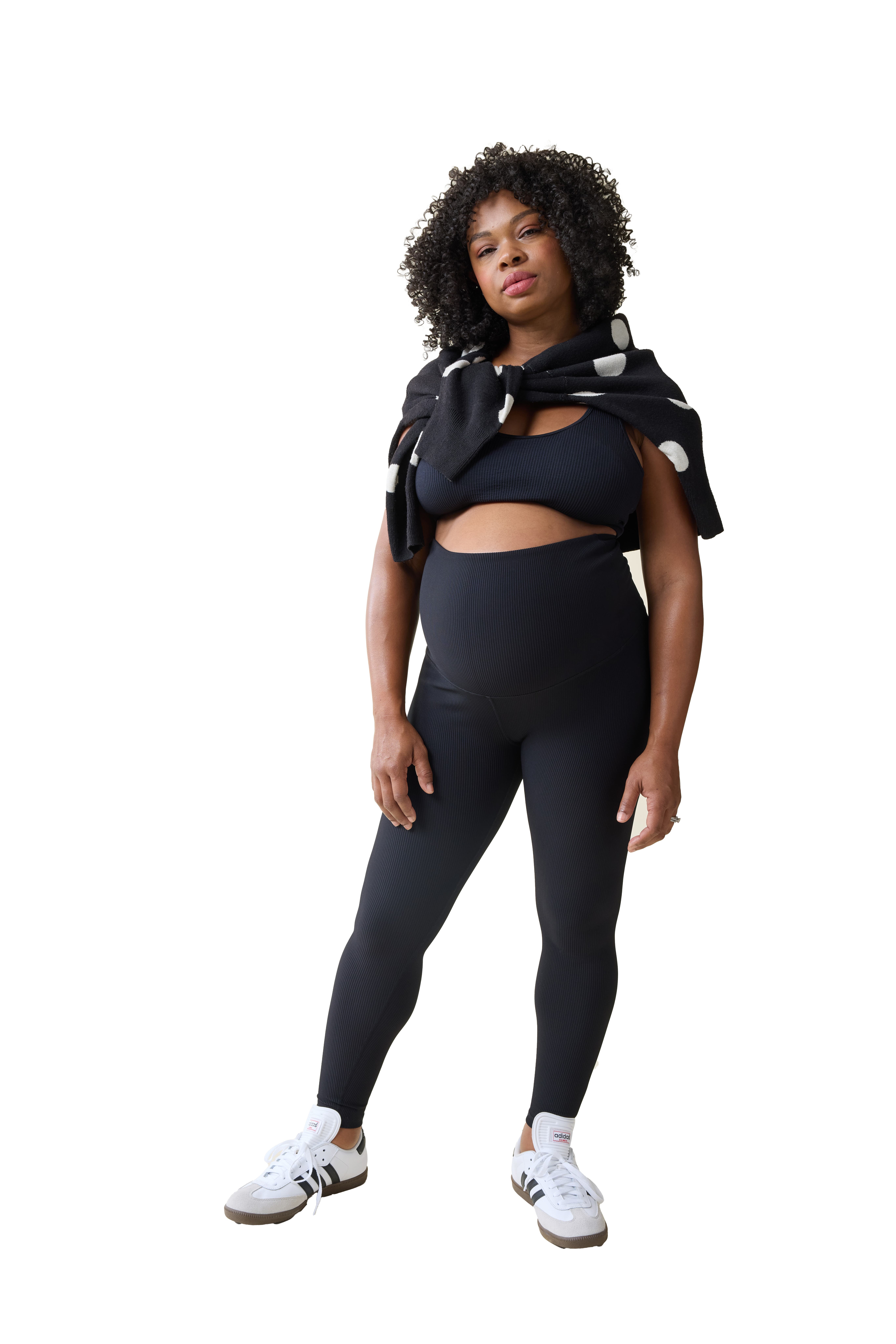 Ingrid & Isabel Maternity Ribbed Active Legging in Black 