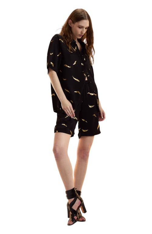 Cynthia Rowley Blake Camp Shirt In Black