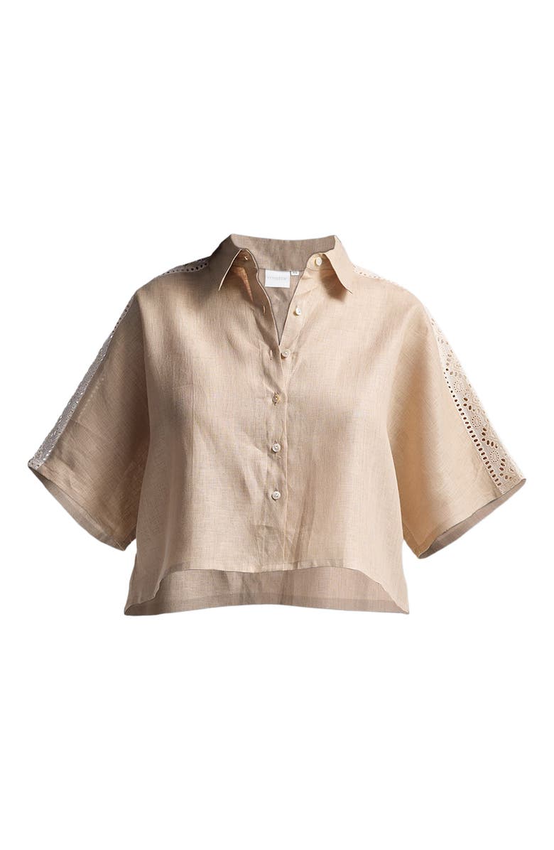 Reistor Boxy Shirt with Lace, Alternate, color, Neutral Beige