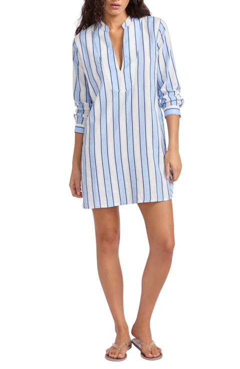Wide Stripe Boxy Cover-Up Minidress