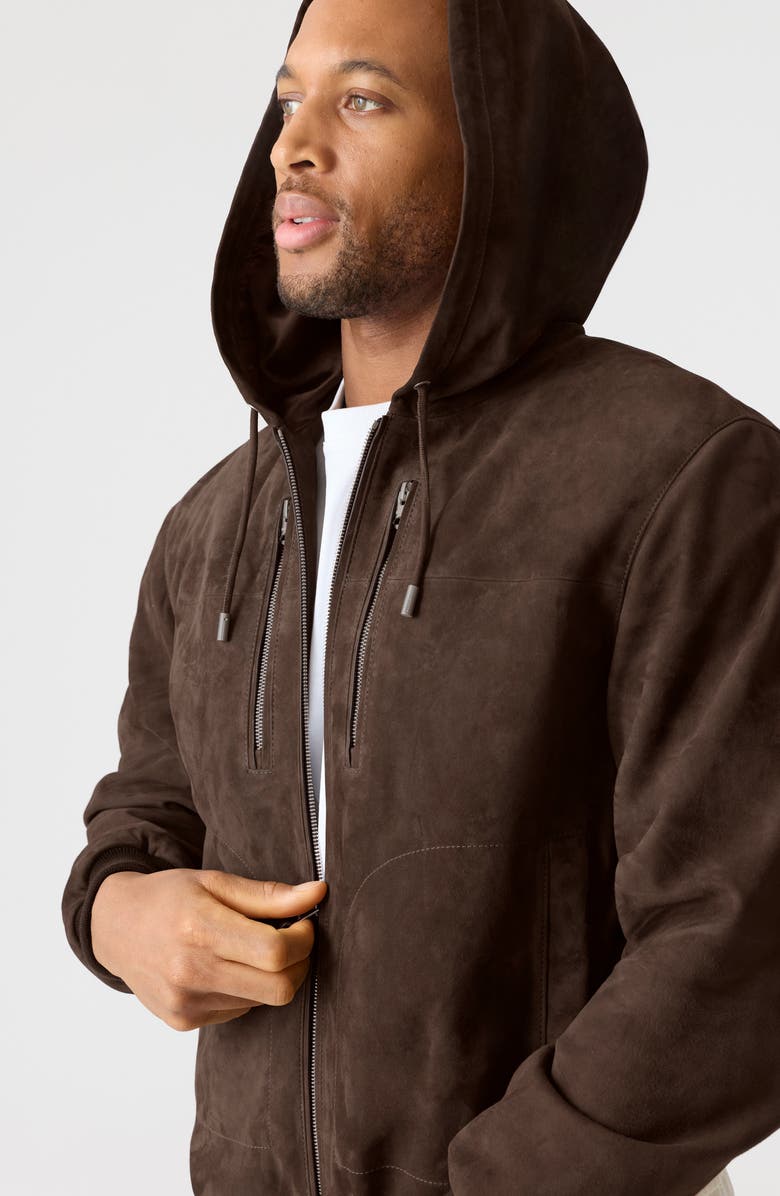 Mackage Sylas Hooded Suede Jacket, Alternate, color, Umber