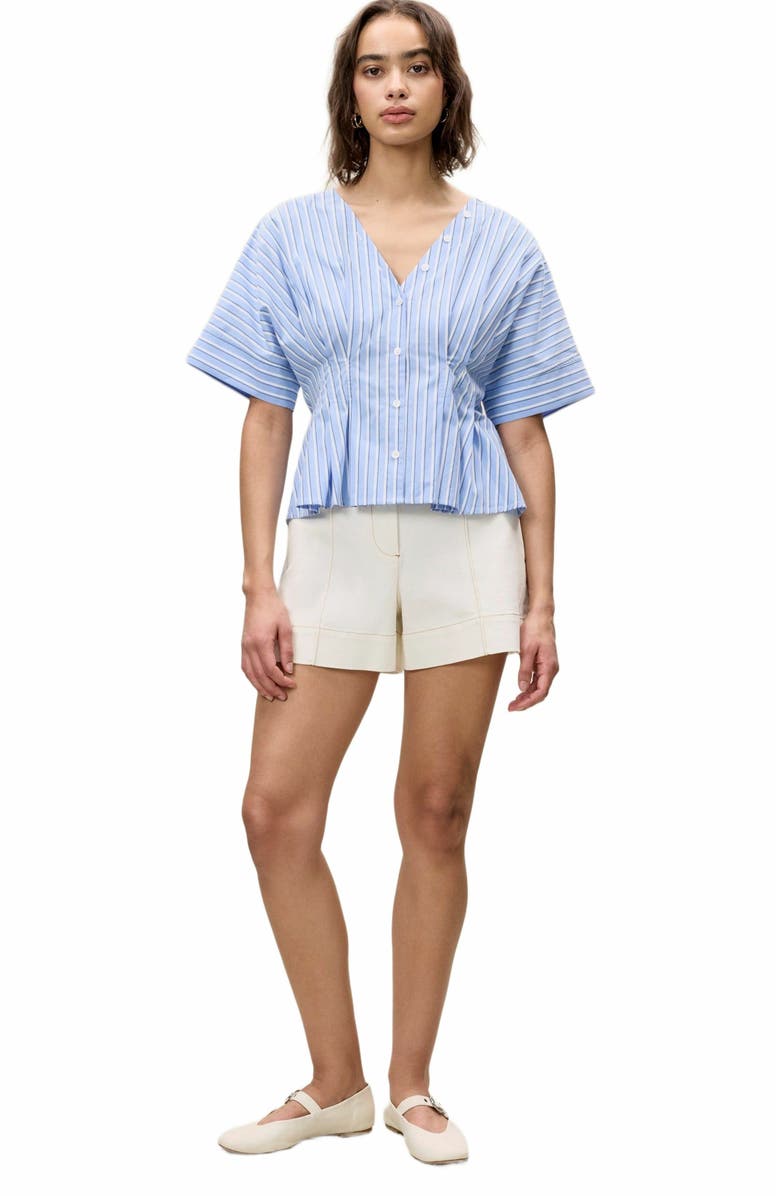 Rebecca Taylor Priya Poplin Top, Main, color, Blue Stripe Combo