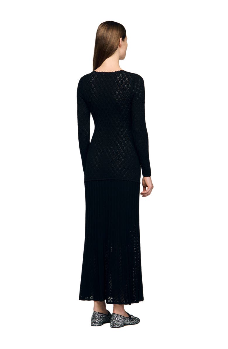 SANDRO Fancy knit maxi dress, Alternate, color, Black