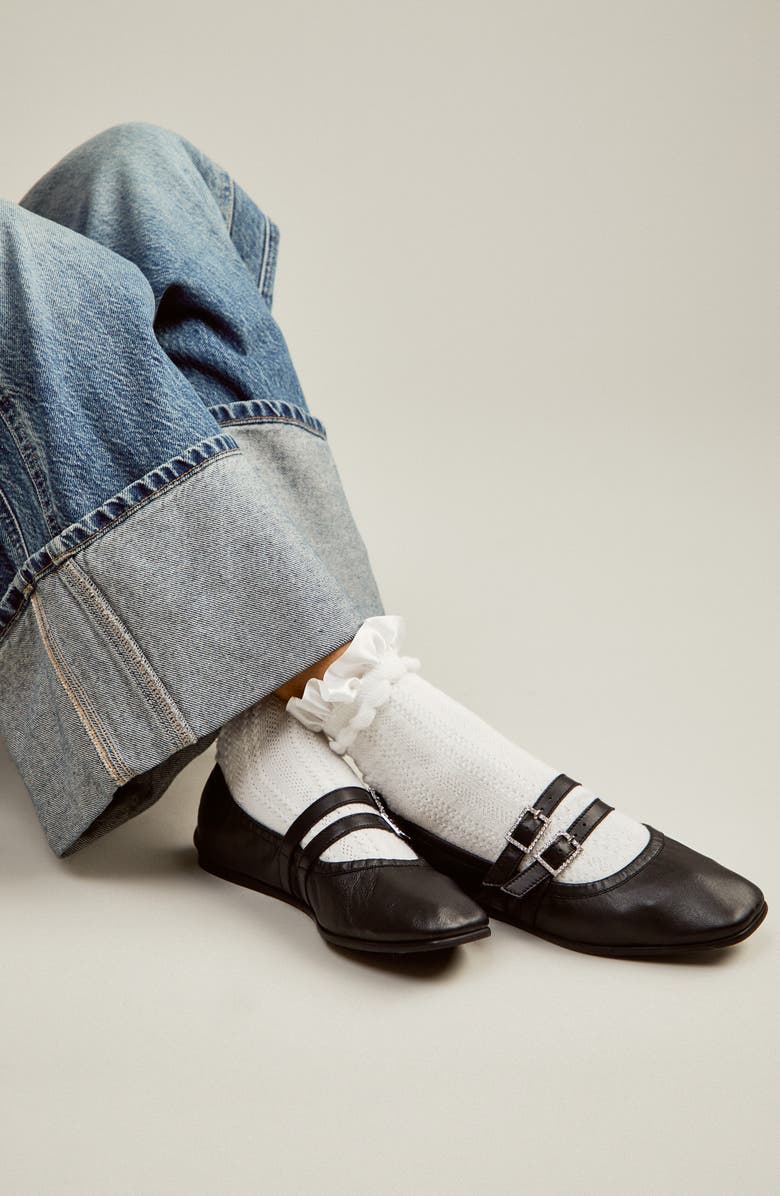 Free People Gemini Rhinestone Buckle Ballet Flat, Alternate, color,