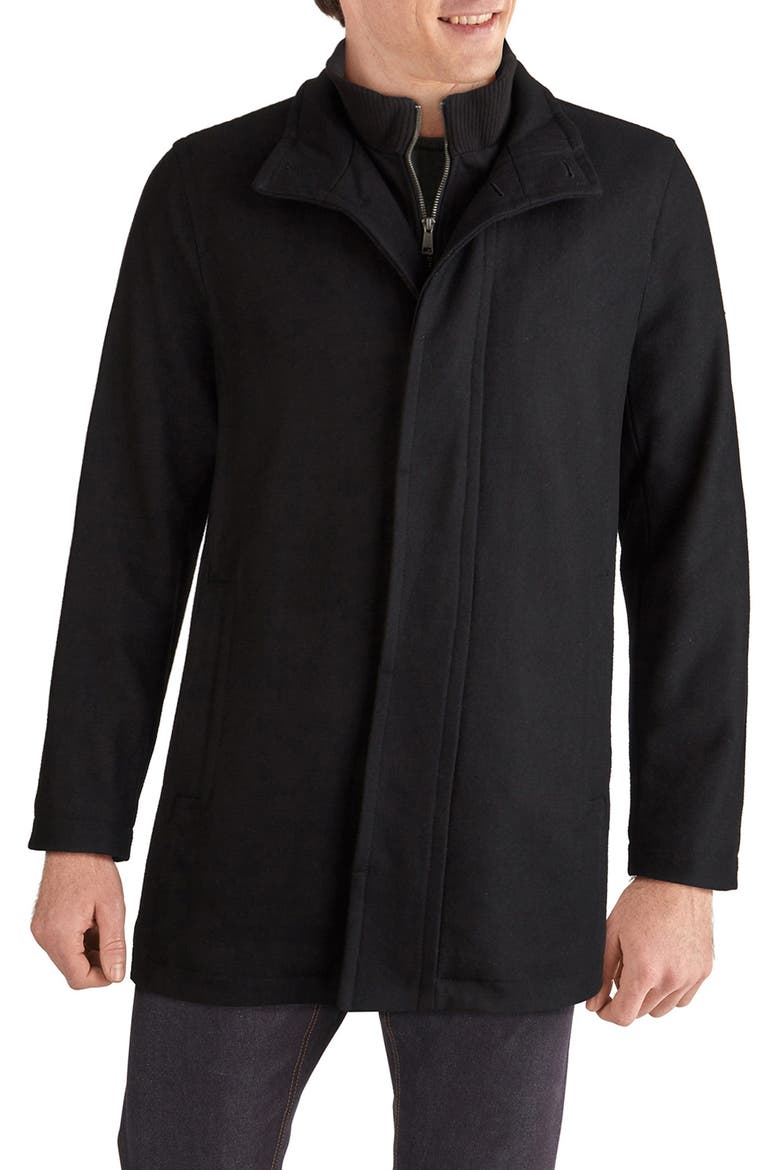 Signature Melton Wool Blend Topcoat, Main, color, BLACK